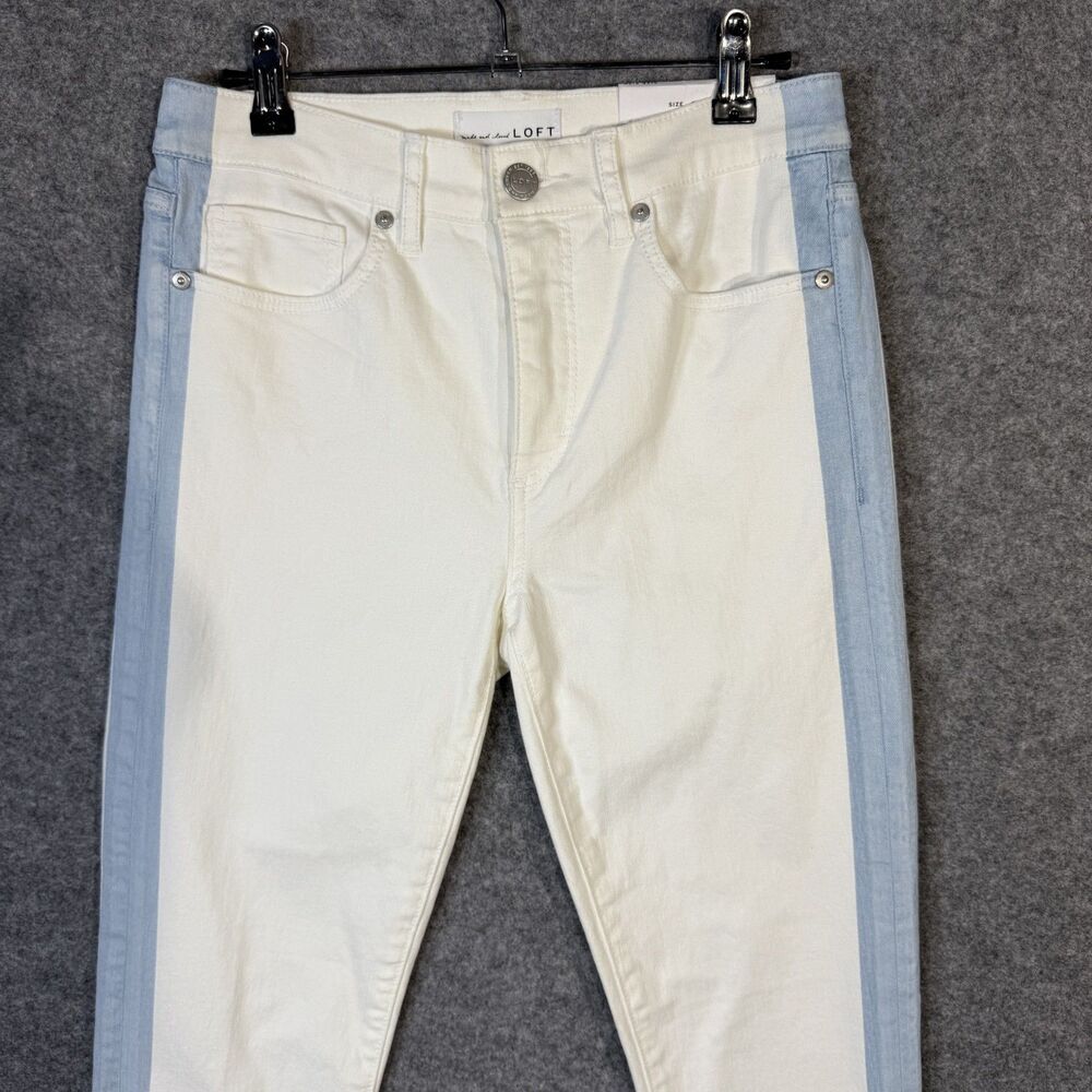 Loft $80 Women's White Denim Jean Pants High Waist Skinny Crop Size 2 NEW